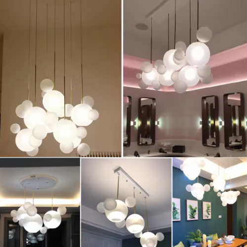 Modern Simple Pendant Light Luxury Creative Living Room Restaurant Soap Bubble LED Glass Ball Pendant Light